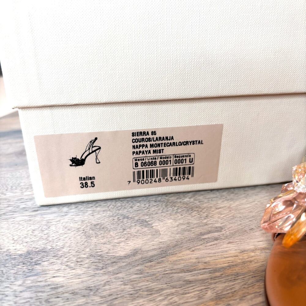 Alexandre Birman Sierra 85 Crystal Sandals NIB Papaya Mist EU 38.5 US 8.5 Italy - Picture 2 of 11